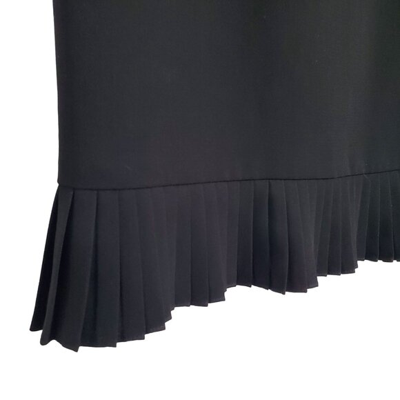 Le Suit Collections Sz 14 Skirt Flirty Pleated Trim Hem Lined Midi Formal Black - Picture 4 of 6